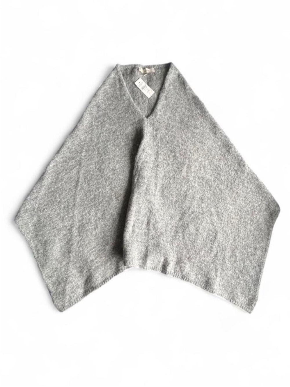 LOFT Light Gray V-Neck Knit Poncho